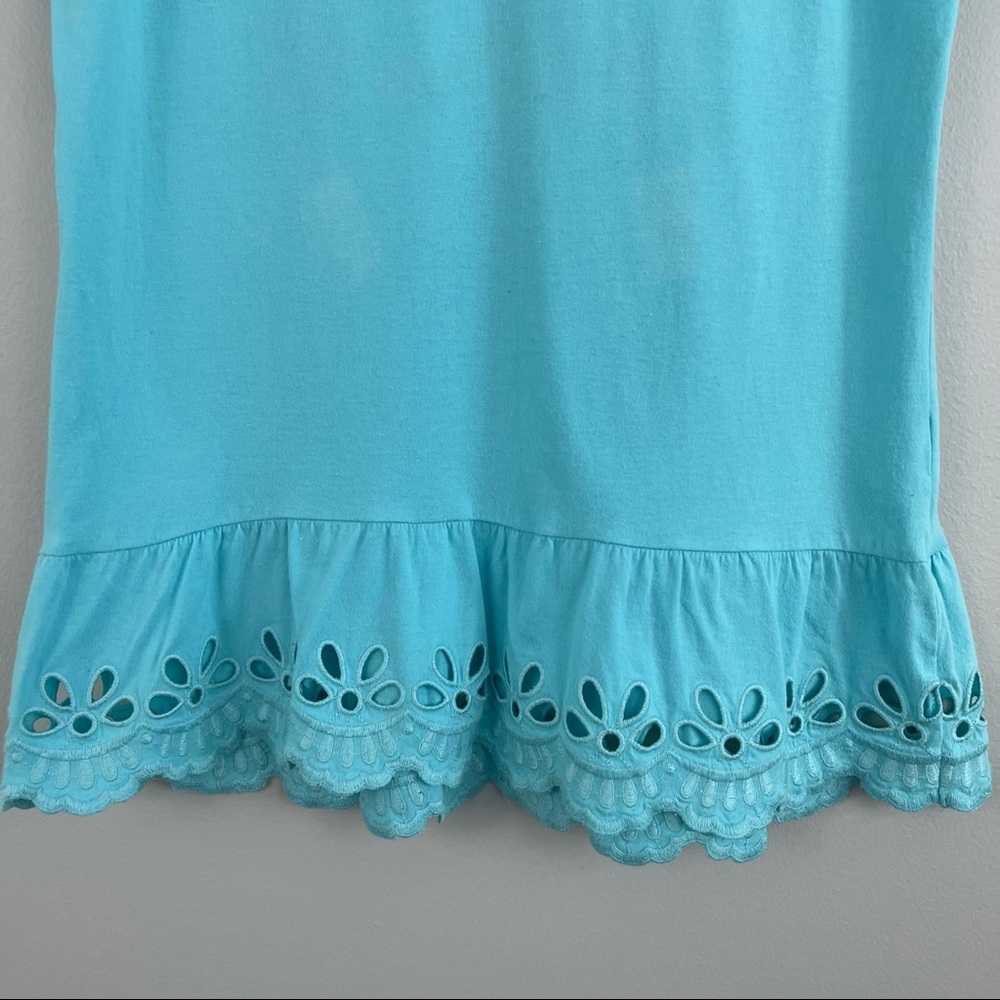LILLY PULITZER Tiffany Blue Eyelet Lace Hem Tank Top - Picture 4 of 10